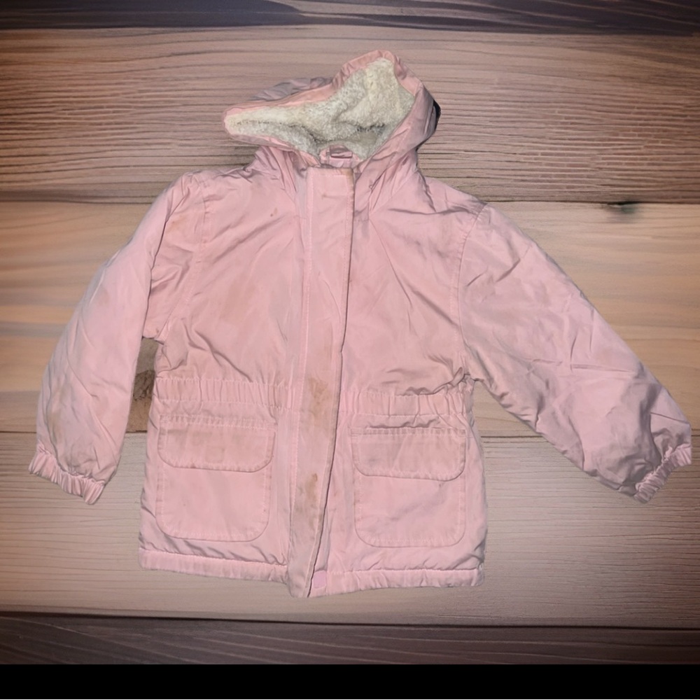 wonder nation Light Pink 3T Hooded Puffer Jacket with Sherpa Lining